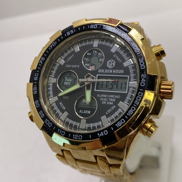 Golden Hour Mens Multifunction Quartz Gold Watch Works New Battery main image 5